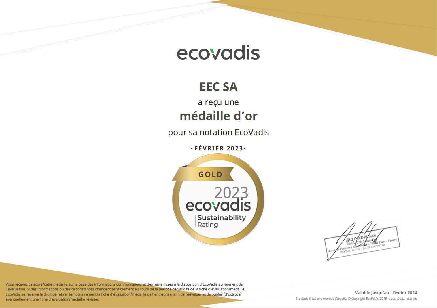 EEC SA EcoVadis Rating Certificate 2021 07 04 1