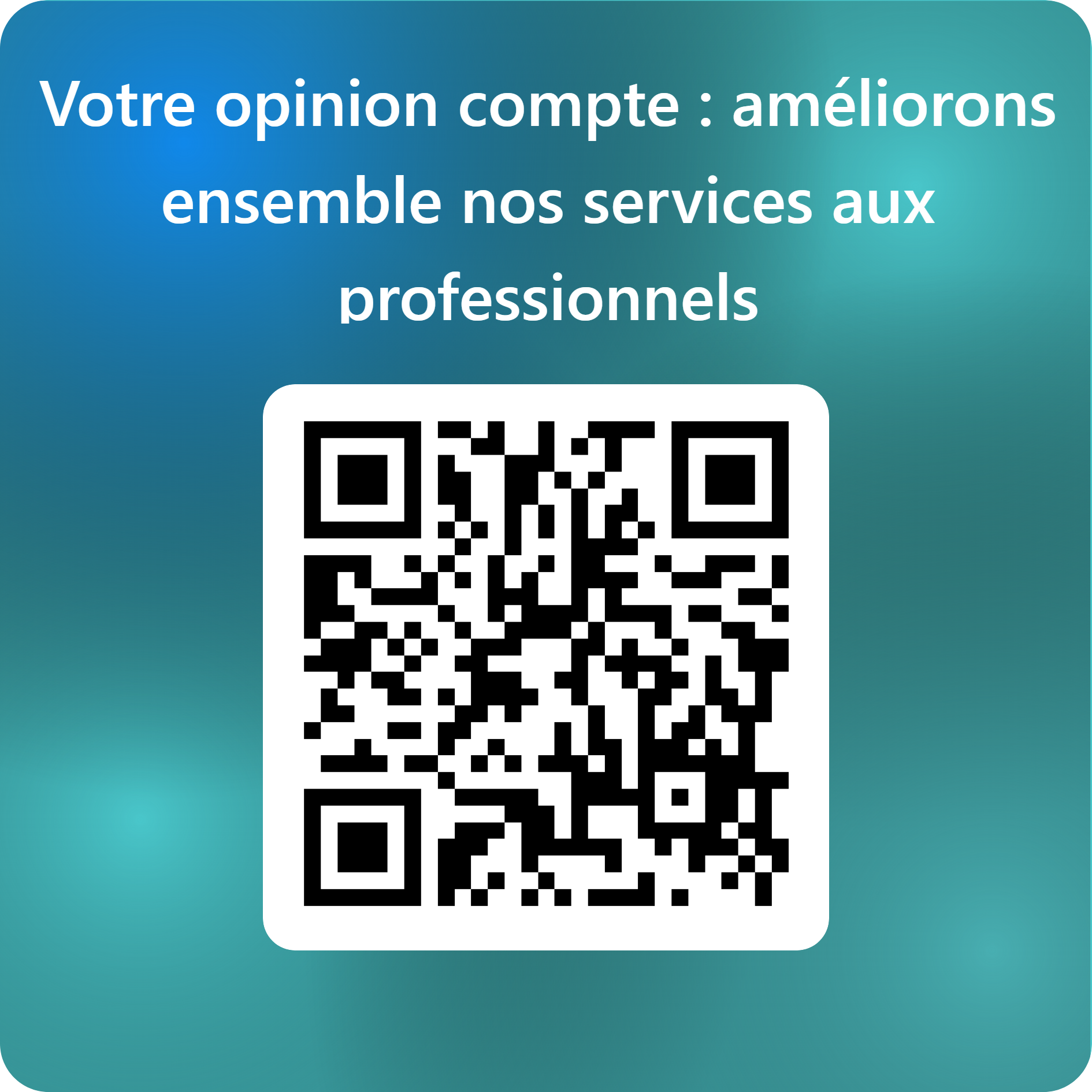 QRCode pour Votre opinion compte améliorons ensemble nos services aux professionnels
